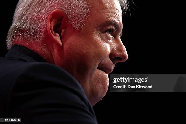 Welsh First Minister Carwyn Jones delivers a speech to delegates on day two of the Labour party Conference on September 22, 2014 in Manchester,...