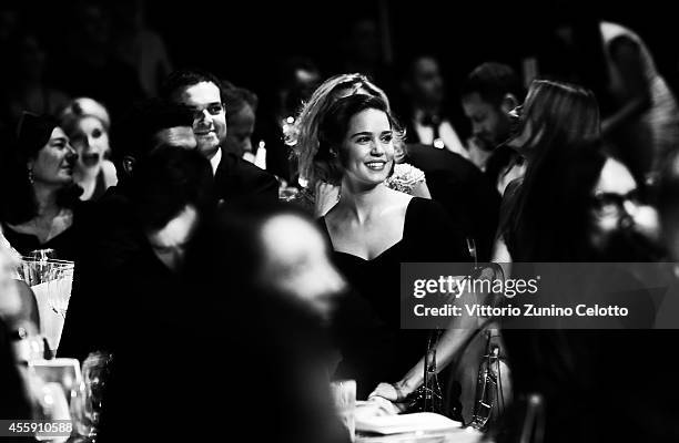 An alternative view of Matilda Lutz at amfAR's Milano 2014 duirng the Milan Fashion Week Womenswear Spring/Summer 2015 on September 20, 2014 in...