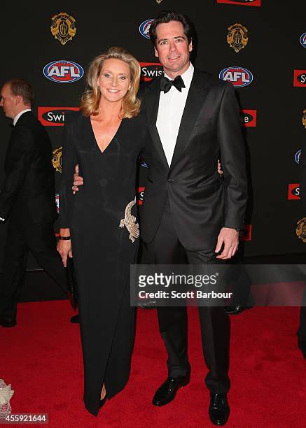 Gillon McLachlan and his wife Laura McLachlan attend the 2014 Brownlow Medal at Crown Palladium on September 22, 2014 in Melbourne, Australia.