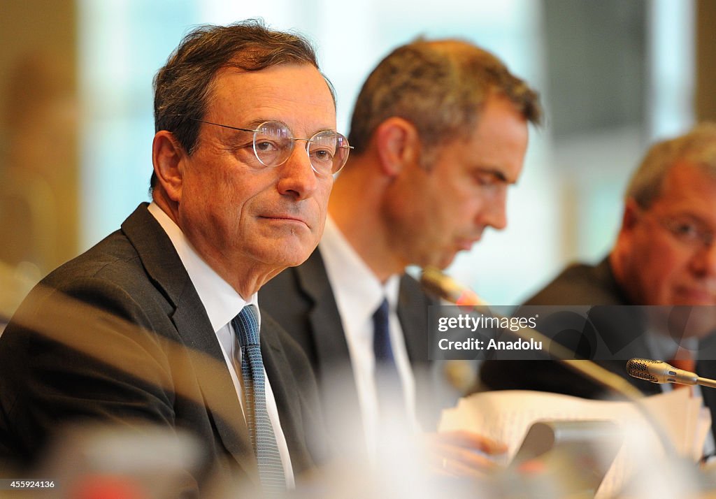 President of ECB Draghi speaks at European Parliament