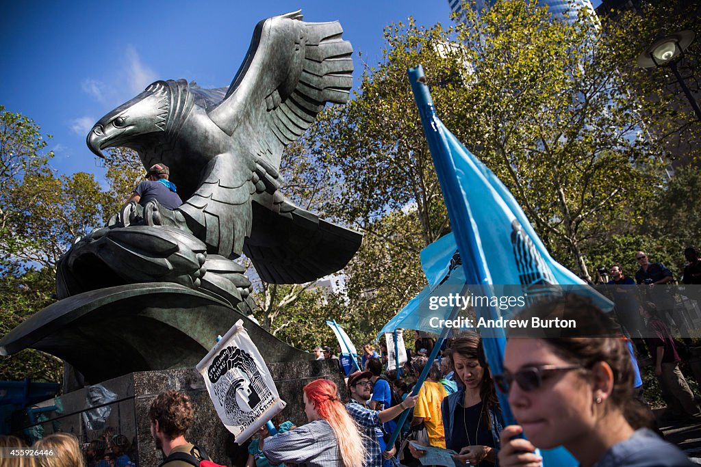 Climate Change Activists Demonstrate On Wall Street