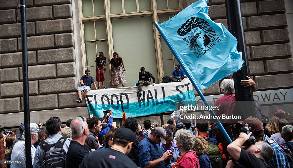 Climate Change Activists Demonstrate On Wall Street