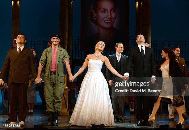 Marti Pellow and Madalena Alberto during the press night performance of "Evita" at the Dominion Theatre on September 22, 2014 in London, England.