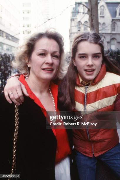 Portrait of teenaged American actress and model Brooke Shields and her mother Teri Shields , New York, New York, 1978.