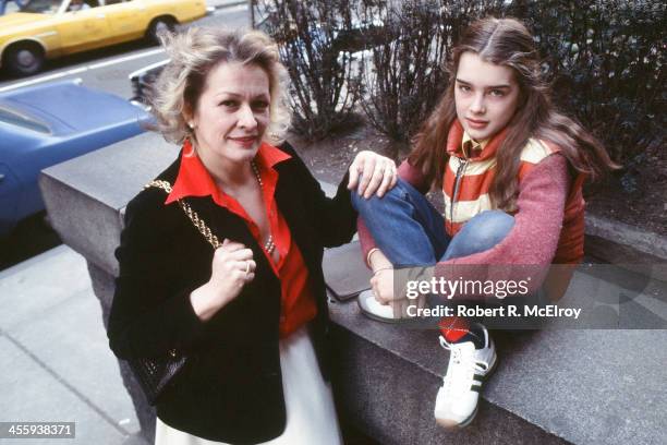 Portrait of teenaged American actress and model Brooke Shields and her mother Teri Shields , New York, New York, 1978.