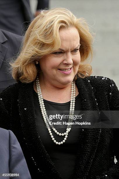 Judith Collins looks on during the National Party team photo at Parliament House on September 23, 2014 in Wellington, New Zealand. On Saturday...