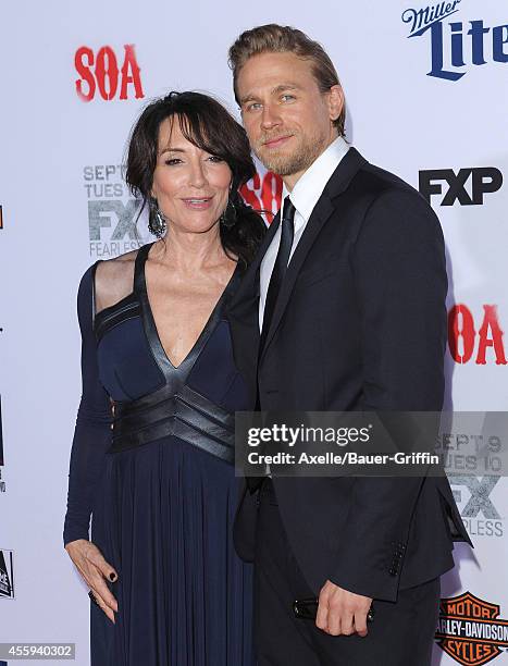 Actors Katey Sagal and Charlie Hunnam arrive at FX's 'Sons Of Anarchy' premiere at TCL Chinese Theatre on September 6, 2014 in Hollywood, California.