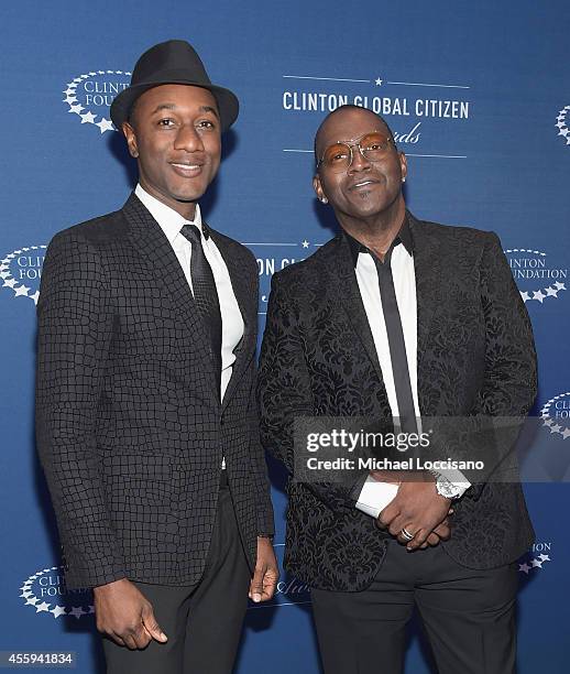 Aloe Blacc and Randy Jackson attend the 8th Annual Clinton Global Citizen Awards at Sheraton Times Square on September 21, 2014 in New York City.