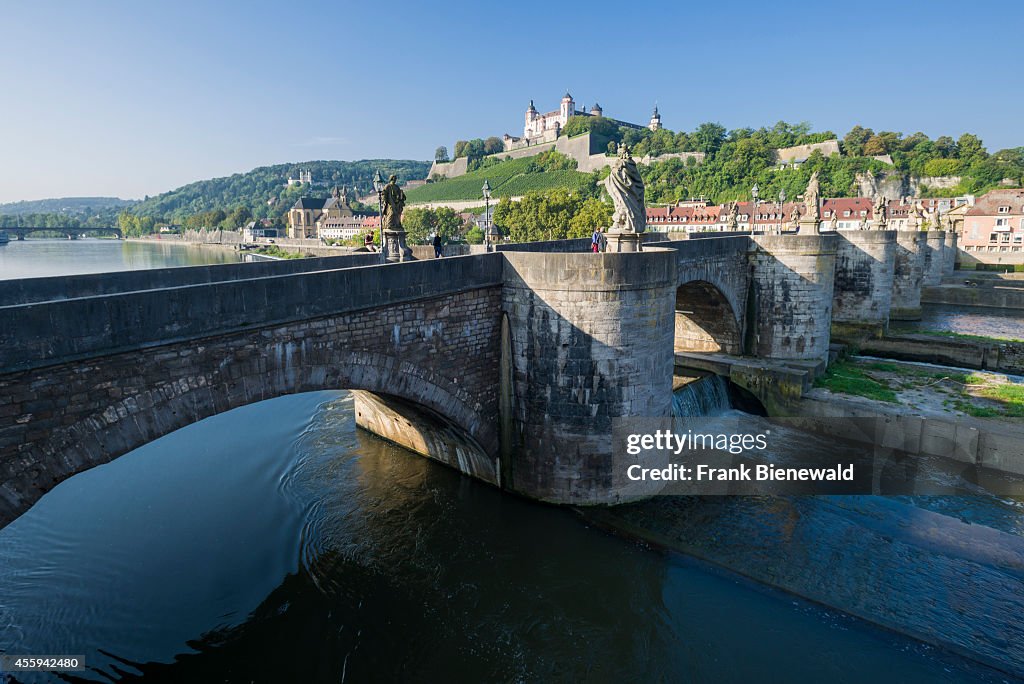 The castle "Festung Marienberg" is located on a hill above...