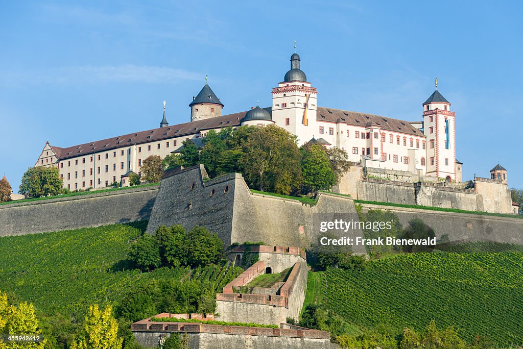 The castle "Festung Marienberg" is located on a hill above...