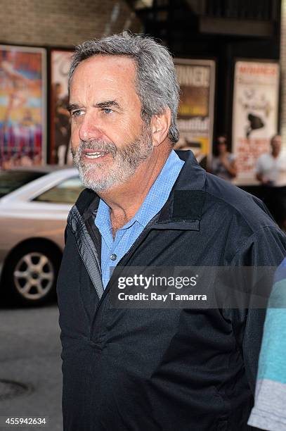 Television personality and retire professional football player Dan Fouts leaves the "Late Show With David Letterman" taping at the Ed Sullivan...