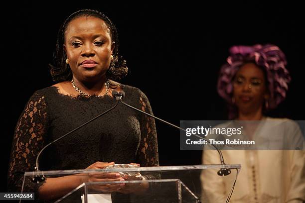 Director General of East African Development Bank Vivienne Yeda speaks during the 30th Annual Awards Gala hosted by The Africa-America Institute at...