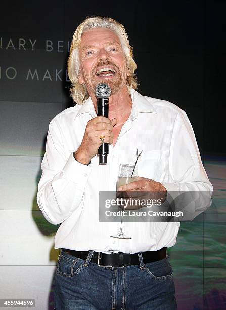 Sir Richard Branson attends the Global Launch Of Grey Goose Virgin Atlantic at the American Museum of Natural History on September 22, 2014 in New...