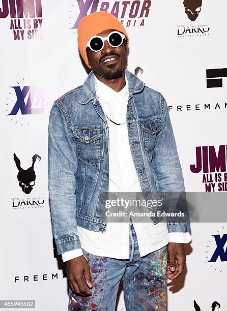 Musician Andre 3000 Benjamin arrives at the Los Angeles premiere of "Jimi: All Is By My Side" at the ArcLight Cinemas on September 22, 2014 in...