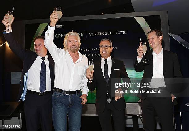 Global Category Director for Premium Spirits Ben Farlow, Sir Richard Branson, GREY GOOSE creator Maitre de Chai Francois Thibault and CEO of Virgin...