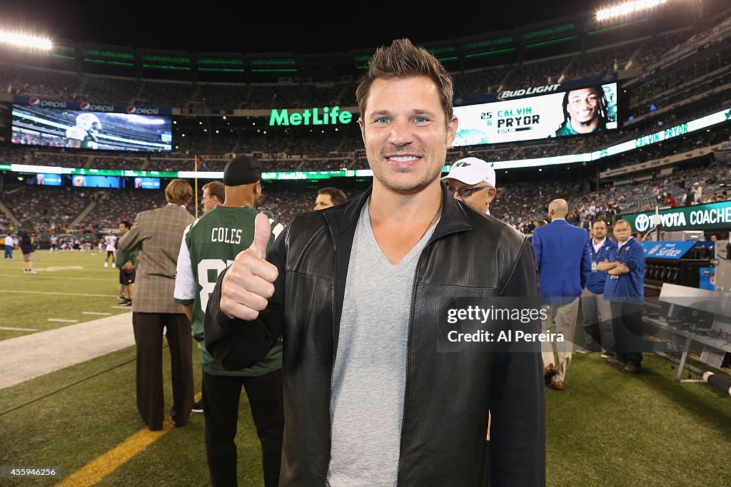 Celebs attend the NY Jets vs Chicago Bears game