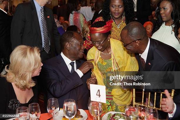 First Lady of Ivory Coast Dominique Folloroux-Ouattara, Ivory Coast President Alassane Ouattara and HE Ambassador Liberata Mulamula of Tanzania...