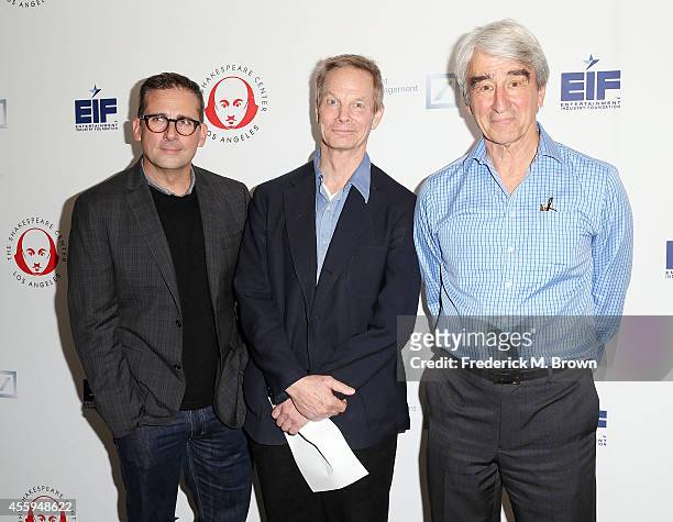 Actors Steve Carell, Bill Irwin and Sam Waterston attend the 24th Annual Simply Shakespeare at the Freud Playhouse, UCLA on September 22, 2014 in...