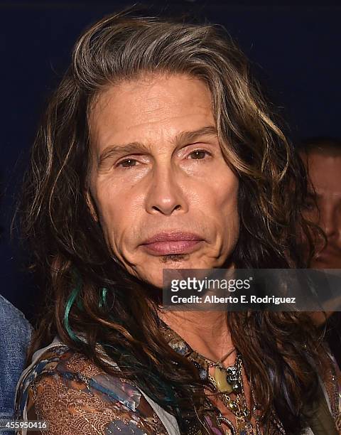 Musician Steven Tyler arrives to the Los Angeles premiere of "Jimi: All Is By My Side" at ArcLight Cinemas on September 22, 2014 in Hollywood,...