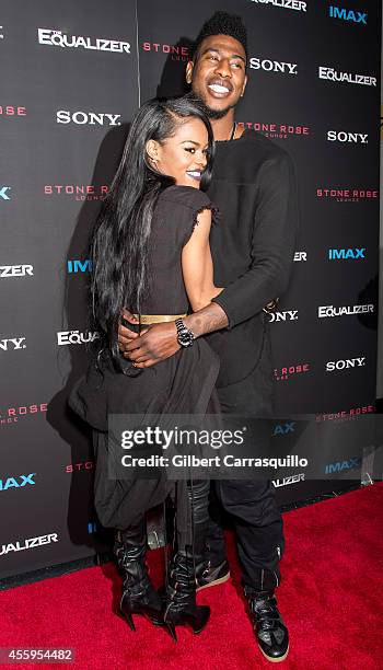 Recording artist/actress Teyana Taylor and professional basketball player Iman Shumpert attend "The Equalizer" New York Screening at AMC Lincoln...