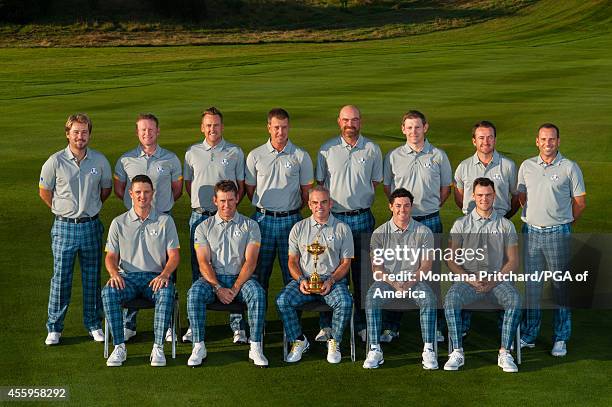 Ryder Cup European Team Victor Dubuisson, Jamie Donaldson, Ian Poulter, Henrik Stenson, Thomas Bjorn, Stephen Gallacher, Graeme McDowell and Sergio...