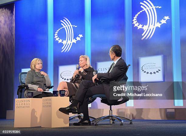 Former US Secretary of State Hillary Clinton, IBM CEO, Chairman and President Ginni Rometty, and World bank Group President Jim Yong Kim participate...