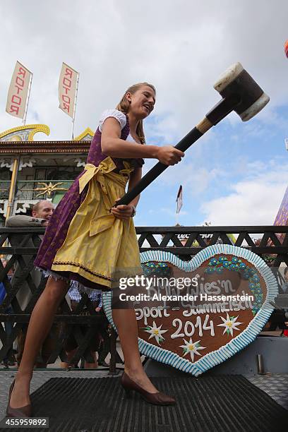 Ingalena Heuck attends at the 'Hau den Lukas' the 'BMW Wiesn Sport-Stammtisch' of the 2014 Oktoberfest at Theresienhoehe on September 23, 2014 in...