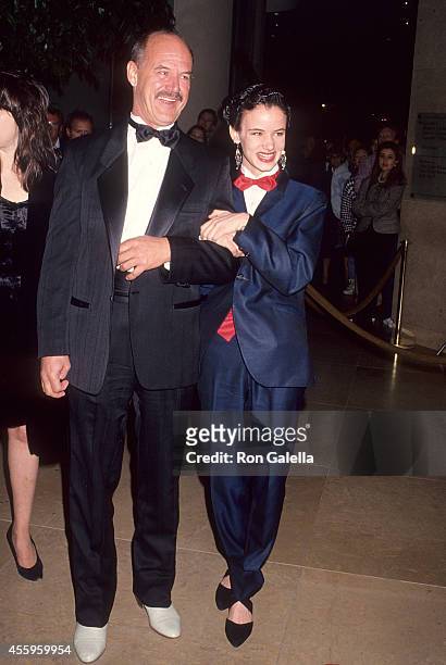 Actress Juliette Lewis and father actor Geoffrey Lewis attends the 49th Annual Golden Globe Awards on January 18, 1992 at the Beverly Hilton Hotel in...