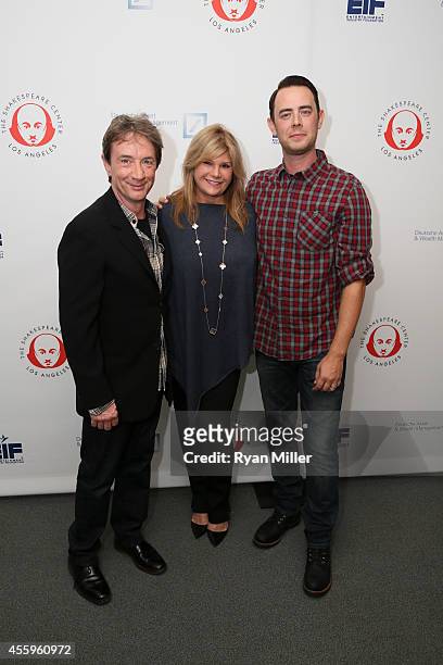 Actor Martin Short, Lisa Paulsen, President/CEO, Entertainment Industry Foundation and actor Colin Hanks arrive for The Shakespeare Center of Los...