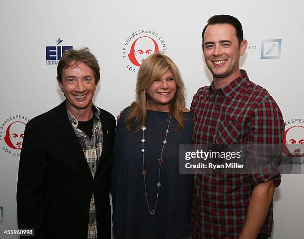 Actor Martin Short, Lisa Paulsen, President/CEO, Entertainment Industry Foundation and actor Colin Hanks arrive for The Shakespeare Center of Los...