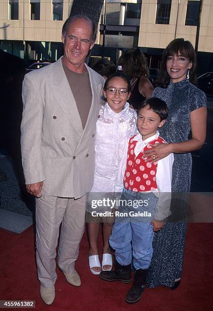 Actor Geoffrey Lewis, wife Paula Hochhalter and his children attend the Screening of the TNT Miniseries "Rough Riders" on July 17, 1997 at the...