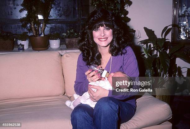 Actress Lisa Loring and daughter Marianne Stevenson on January 31, 1984 exclusive photo session at Lisa Loring and Doug Stevenson's apartment in New...