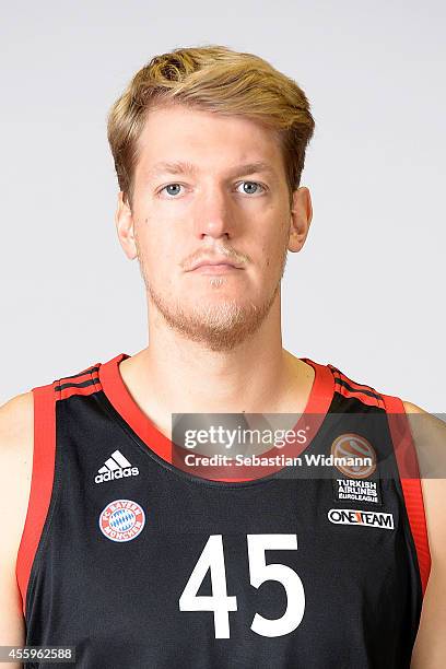 Jan-Hendrick Jagla, #45 of FC Bayern Munich poses during the FC Bayern Munich 2014/2015 Turkish Airlines Euroleague Basketball Media Day at Audi Dome...