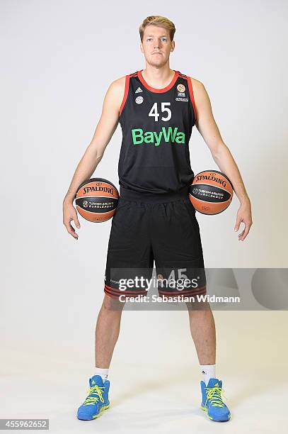 Jan-Hendrick Jagla, #45 of FC Bayern Munich poses during the FC Bayern Munich 2014/2015 Turkish Airlines Euroleague Basketball Media Day at Audi Dome...