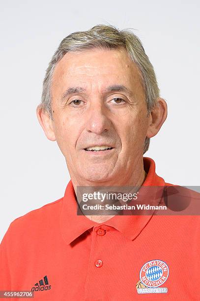 Svetislav Pesic, Head Coach of FC Bayern Munich poses during the FC Bayern Munich 2014/2015 Turkish Airlines Euroleague Basketball Media Day at Audi...