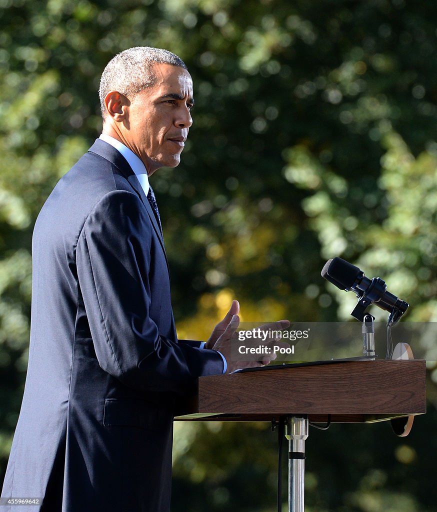 President Obama Delivers Statement On Recent Airstrikes Against ISIL In Syria