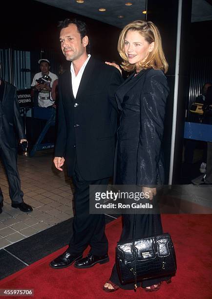 Actress Traci Lind and guest attend "The End of Violence" New York City Premiere on September 10, 1997 at City Cinema Cinema 2 in New York City.