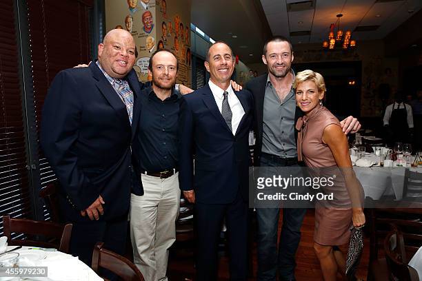 Shawn "Pecas" Costner, Ralph Jackman, Jerry Seinfeld, Hugh Jackman and Jessica Seinfeld attend Jerry Seinfeld hosts lunch to support the Baby Buggy...