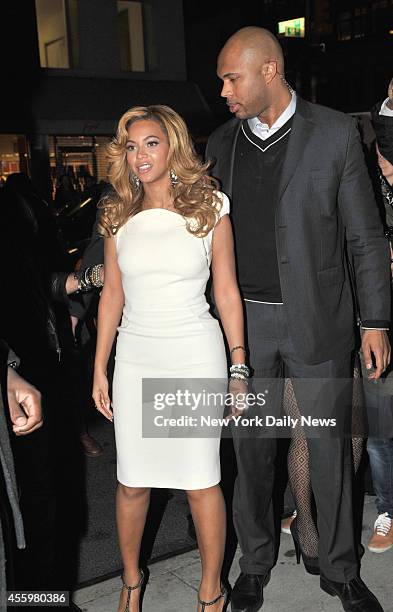 Beyonce with her personal bodyguard at the Lorraine Schwartz "2BHAPPY" Launch Event held at Lavo