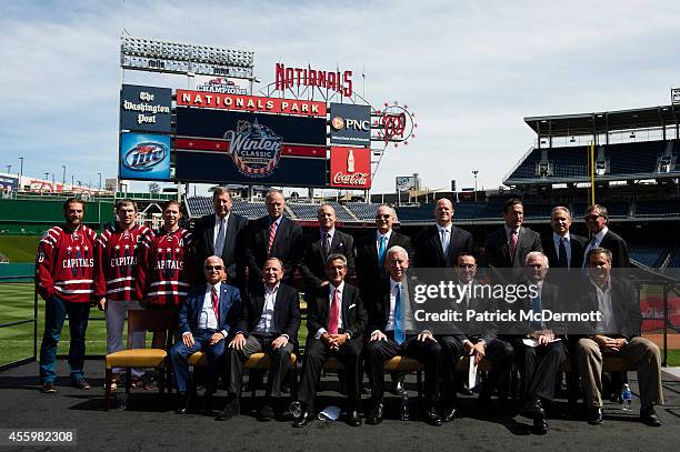 Washington Nationals Vice Chair and Principal Owner Mark Lerner, NHL Commissioner Gary Bettman, Washington Capitals Majority Owner Ted Leonsis,...