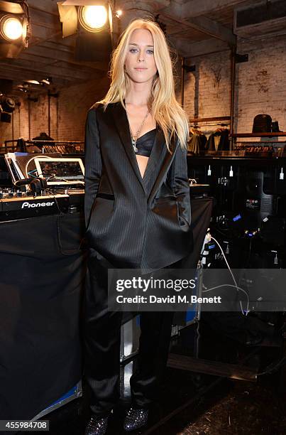 Mary Charteris DJ's at Vogue Fashion's Night Out London 2014 at AllSaints Regent Street on September 23, 2014 in London, England.