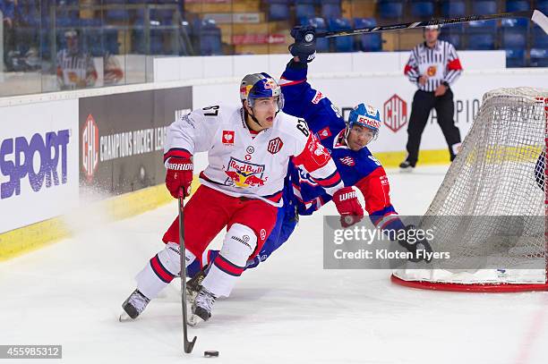 Konstantin Komarek from RB Salzburg skates on Ice during the Champions Hockey League group stage game between Kloten Flyers and Red Bull Salzburg on...