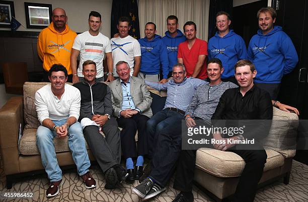 Sir Alex Ferguson, former manager of Manchester United, is pictured with The European Ryder Cup team Front row: Rory McIlroy, Ian Poulter, Sir Alex...