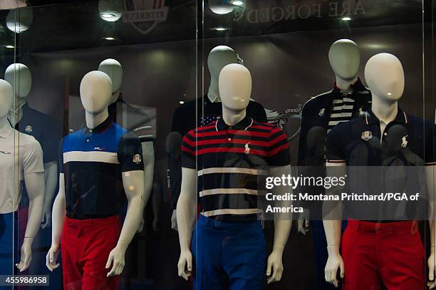 Ralp Lauren Team USA uniforms during a practice round for the 40th Ryder Cup at Gleneagles, on September 23, 2014 in Auchterarder, Scotland.