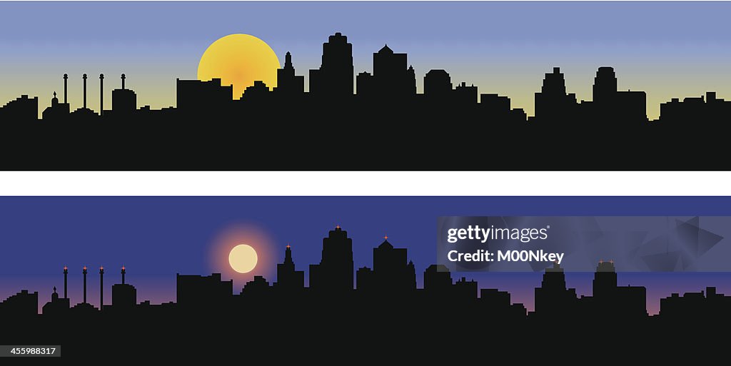 Kansas City Missouri Skyline - Day and Night