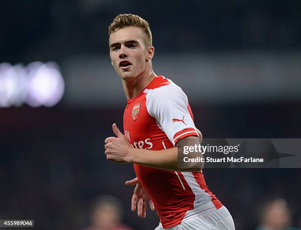 Calum Chambers of Arsenal during the Capital One Cup Third Round match between Arsenal and Southampton at Emirates Stadium on September 23, 2014 in...