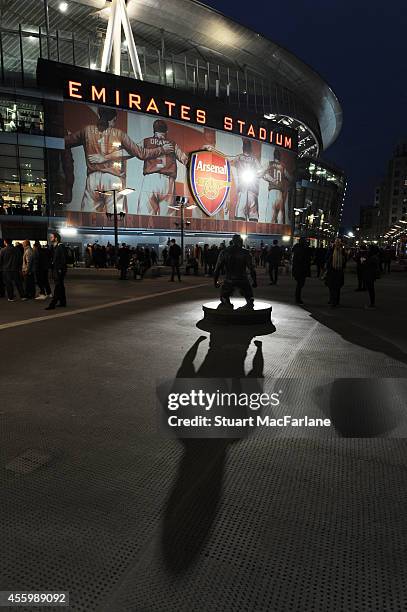 The Thierry Henry statue outside Emirates Stadium before the Capital One Cup Third Round match between Arsenal and Southampton on September 23, 2014...