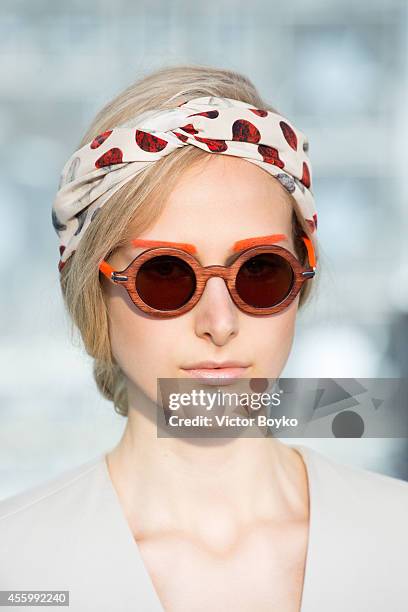 Model walks the runway during the Christine Phung show as part of the Paris Fashion Week Womenswear Spring/Summer 2015 on September 23, 2014 in...