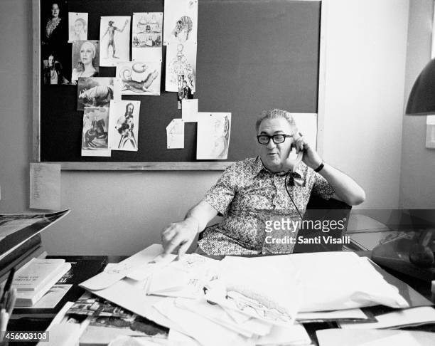 Movie Director Federico Fellini in his office on July 11, 1975 in Rome, Italy.