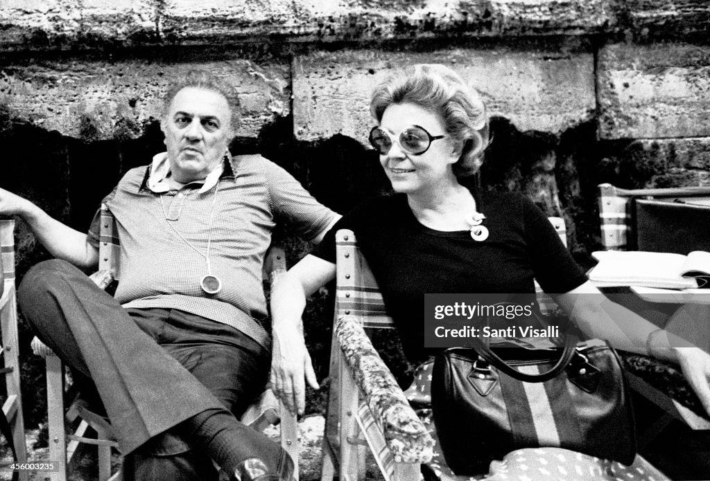 Movie Director Federico Fellini With Wife Giulietta Masina